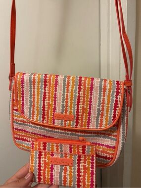 Vera Bradley Summer Cross Body Purse and Matching Wallet